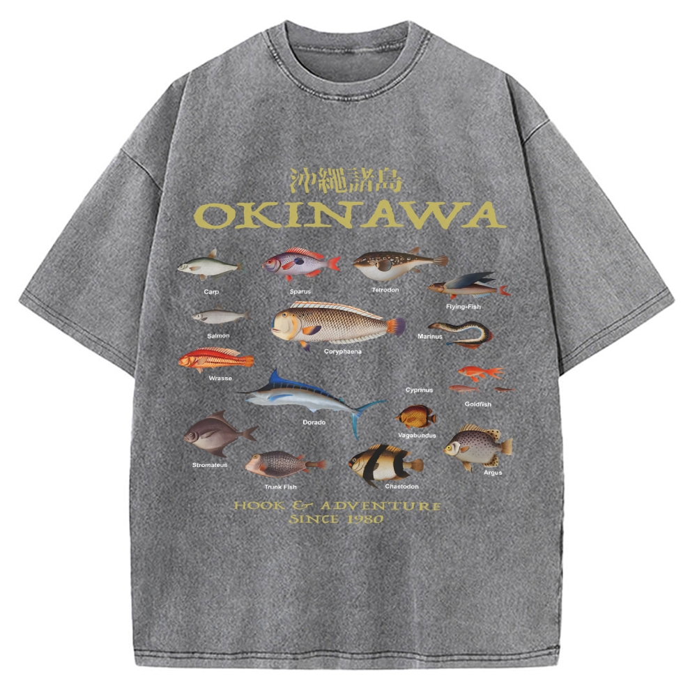 Okinawa Ocean Fish Vintage Washed T-shirt