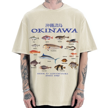 Okinawa Ocean Fish Vintage Washed T-shirt