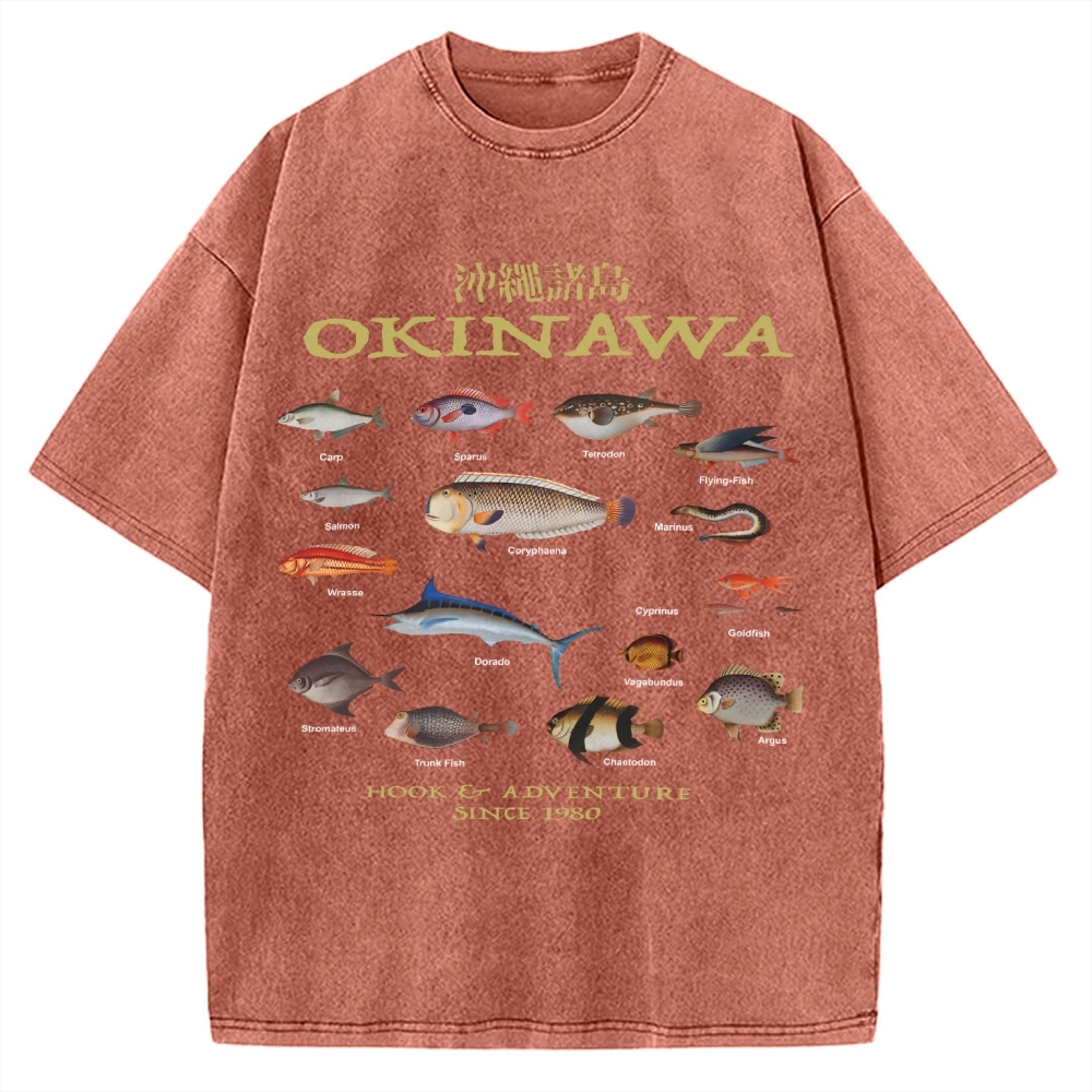 Okinawa Ocean Fish Vintage Washed T-shirt