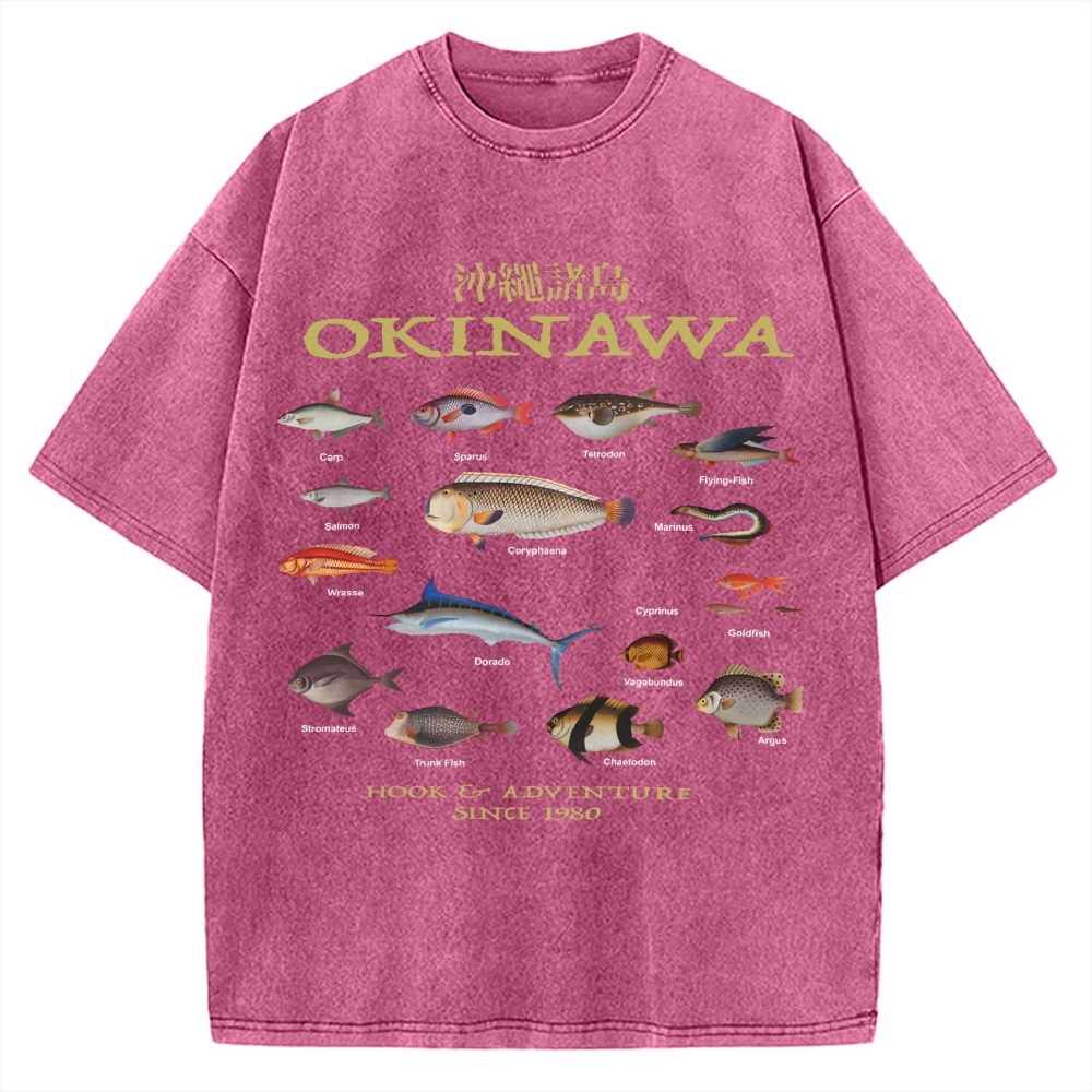 Okinawa Ocean Fish Vintage Washed T-shirt