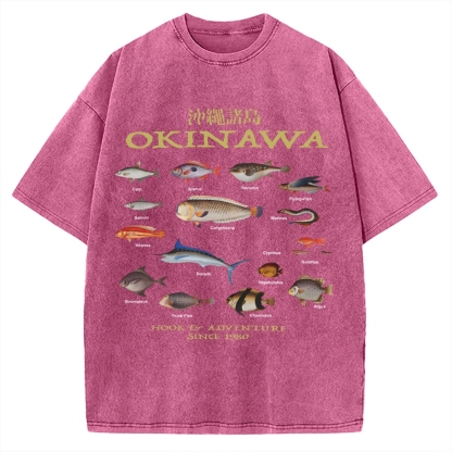 Okinawa Ocean Fish Vintage Washed T-shirt