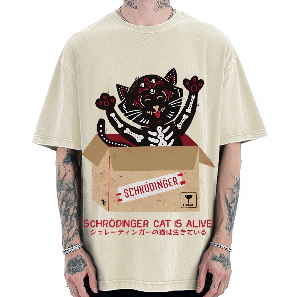 Schrödinger's cat is alive! Vintage Washed T-shirt