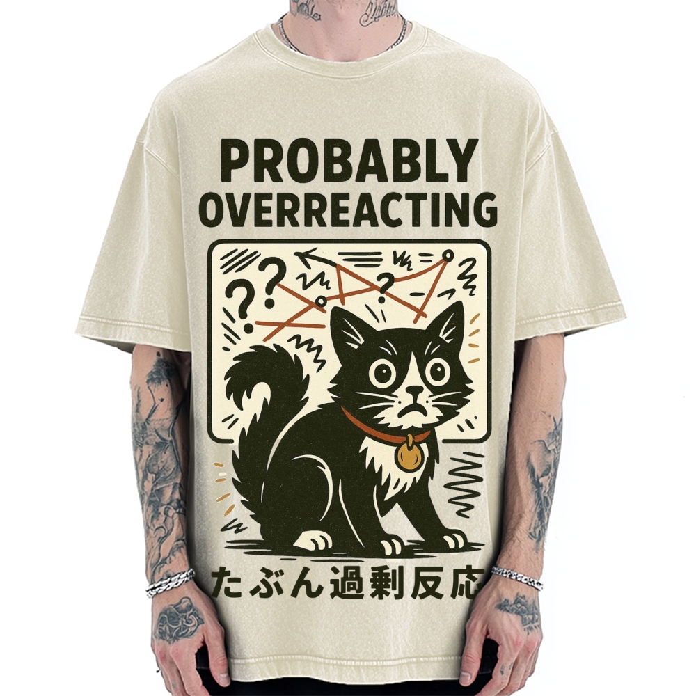 Overreacting Cat Vintage Washed T-shirt