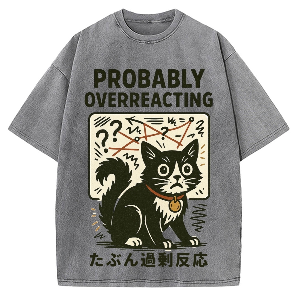 Overreacting Cat Vintage Washed T-shirt