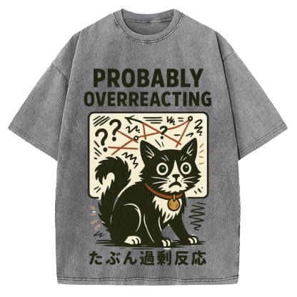 Overreacting Cat Vintage Washed T-shirt