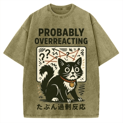 Overreacting Cat Vintage Washed T-shirt