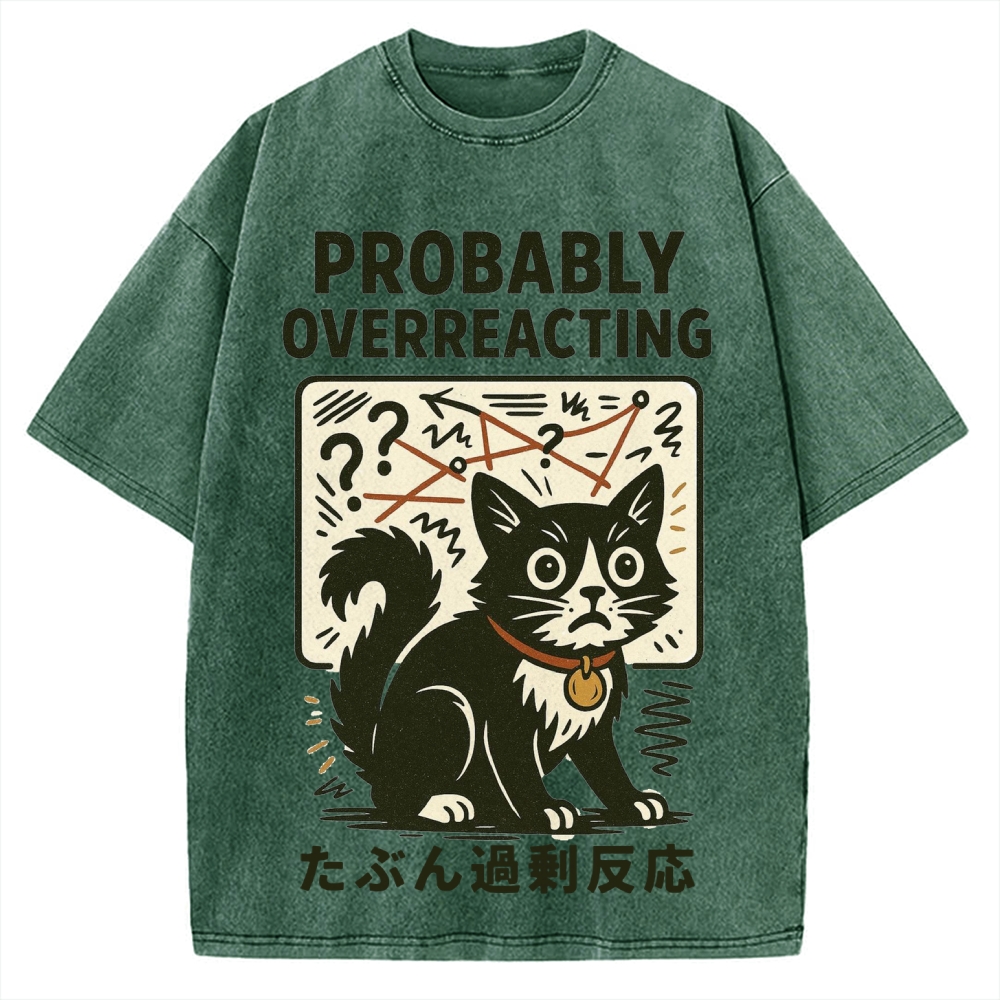 Overreacting Cat Vintage Washed T-shirt