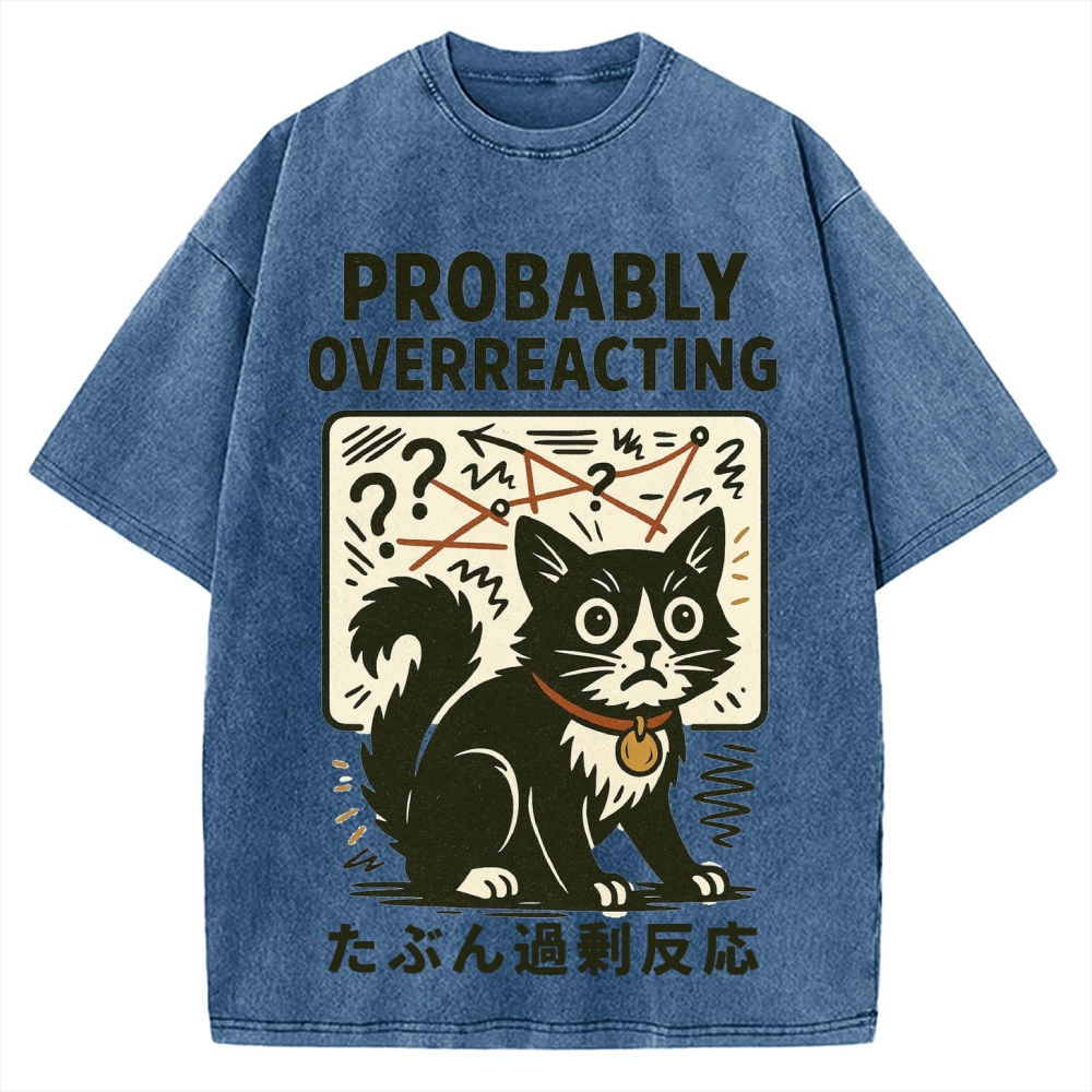 Overreacting Cat Vintage Washed T-shirt