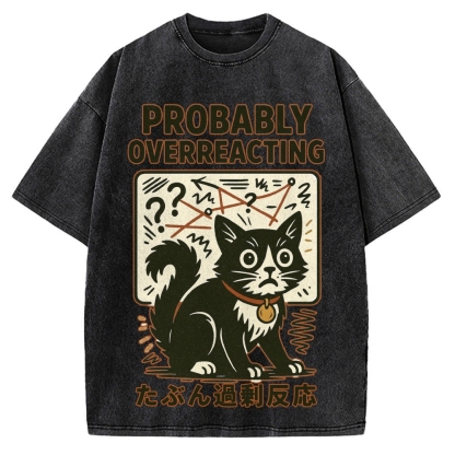 Overreacting Cat Vintage Washed T-shirt