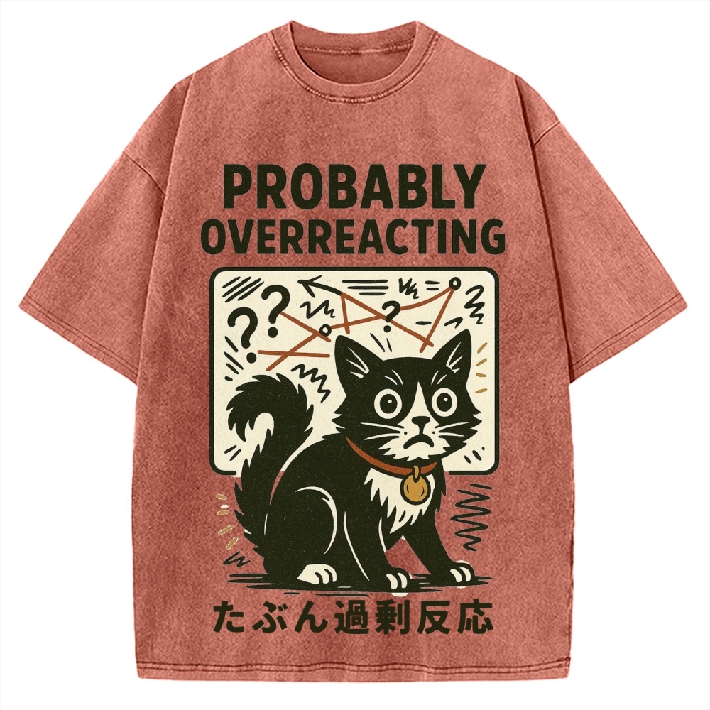 Overreacting Cat Vintage Washed T-shirt