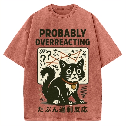 Overreacting Cat Vintage Washed T-shirt