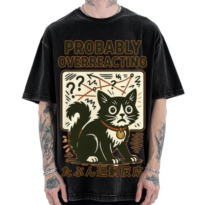 Overreacting Cat Vintage Washed T-shirt