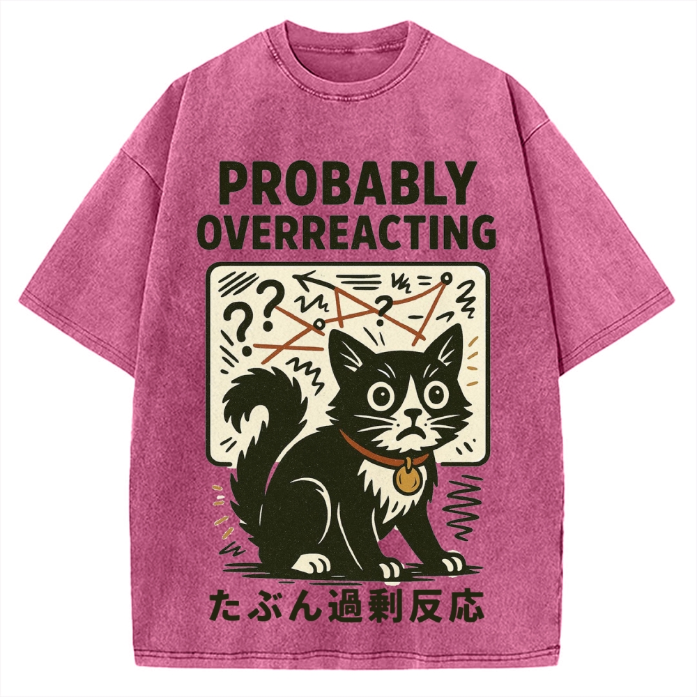 Overreacting Cat Vintage Washed T-shirt