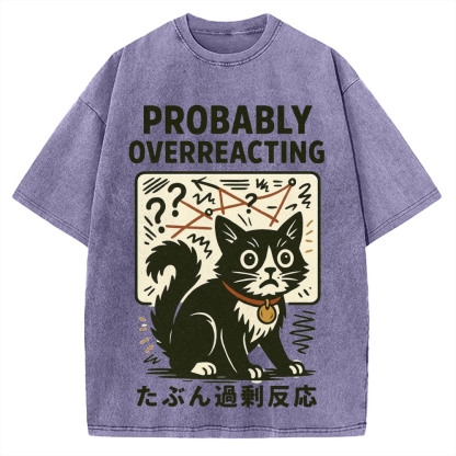 Overreacting Cat Vintage Washed T-shirt