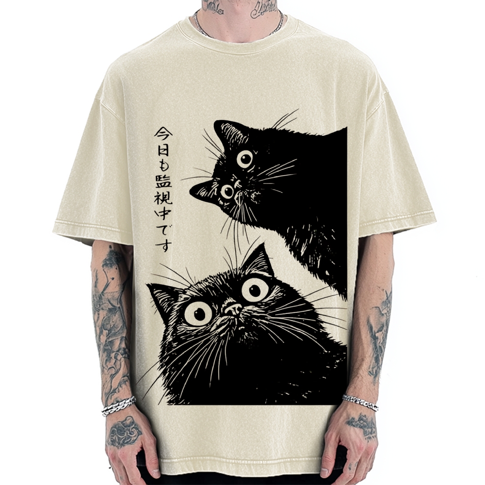 The Cat is Watching Today Vintage Washed T-shirt