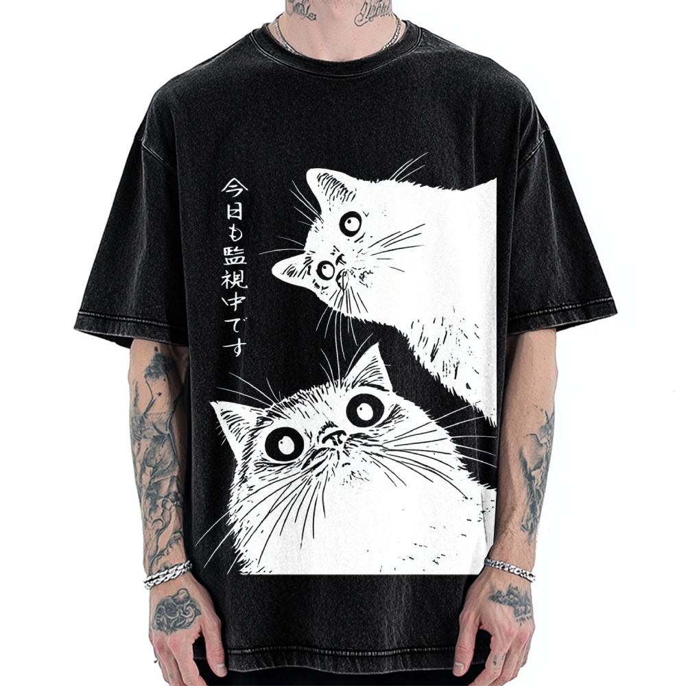 The Cat is Watching Today Vintage Washed T-shirt