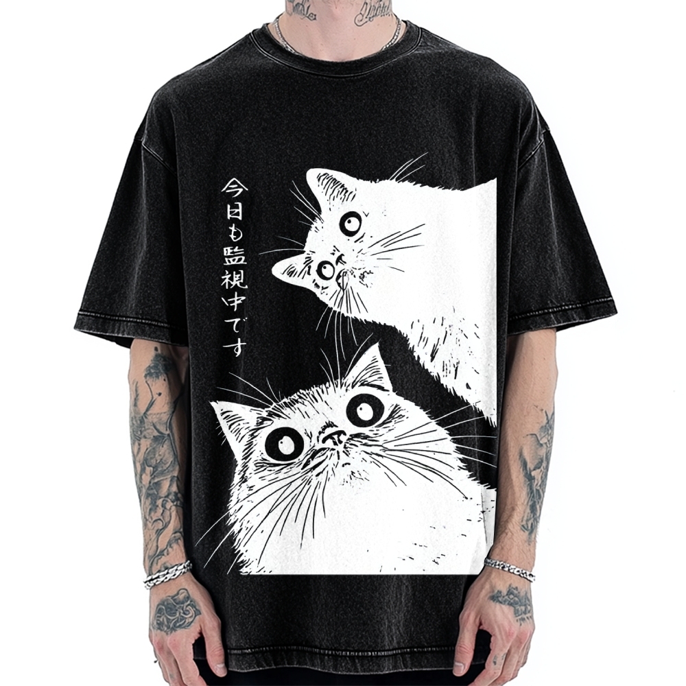 The Cat is Watching Today Vintage Washed T-shirt