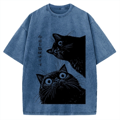 The Cat is Watching Today Vintage Washed T-shirt