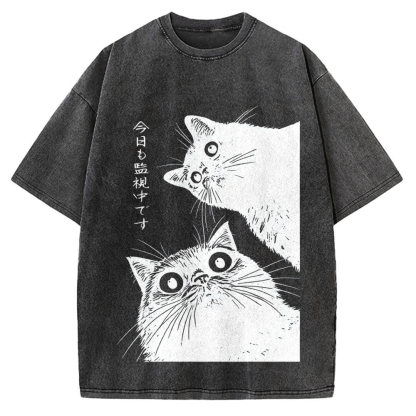 The Cat is Watching Today Vintage Washed T-shirt