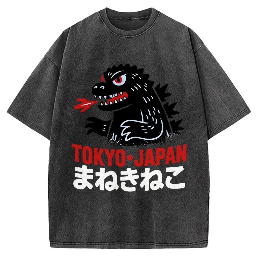 Kaiju Showa Japanese Tokyo Monster Vintage Washed T-shirt