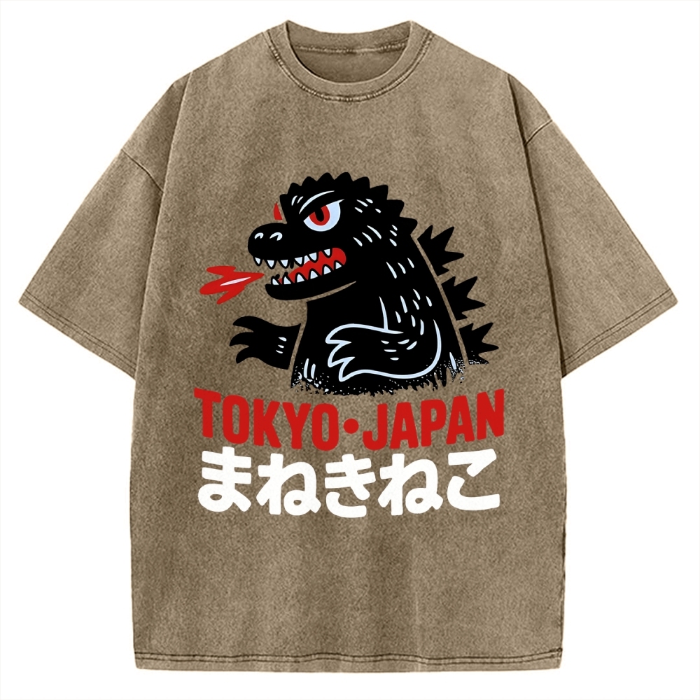 Kaiju Showa Japanese Tokyo Monster Vintage Washed T-shirt