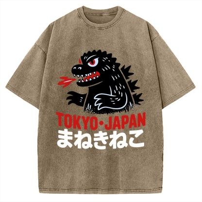 Kaiju Showa Japanese Tokyo Monster Vintage Washed T-shirt