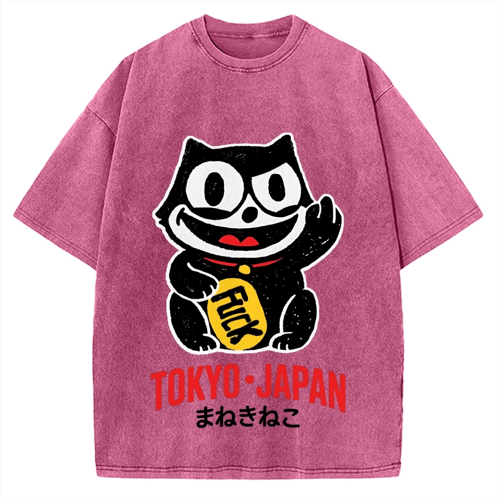 Lucky Cat Tokyo Japan Vintage Washed T-shirt