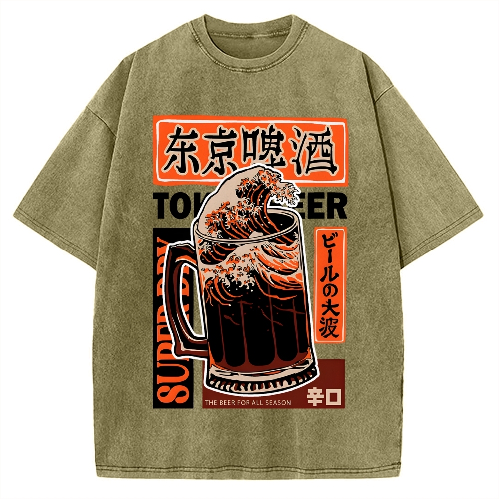 Beer Wave Vintage Washed T-shirt