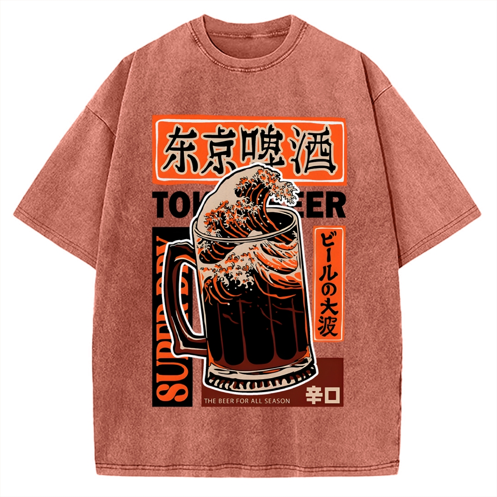 Beer Wave Vintage Washed T-shirt