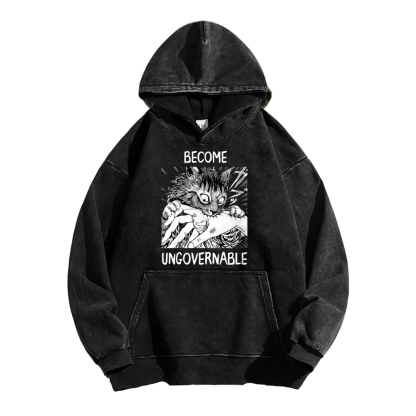 BECOME UNGOVERNABLE  Cat Vintage Washed Hoodie