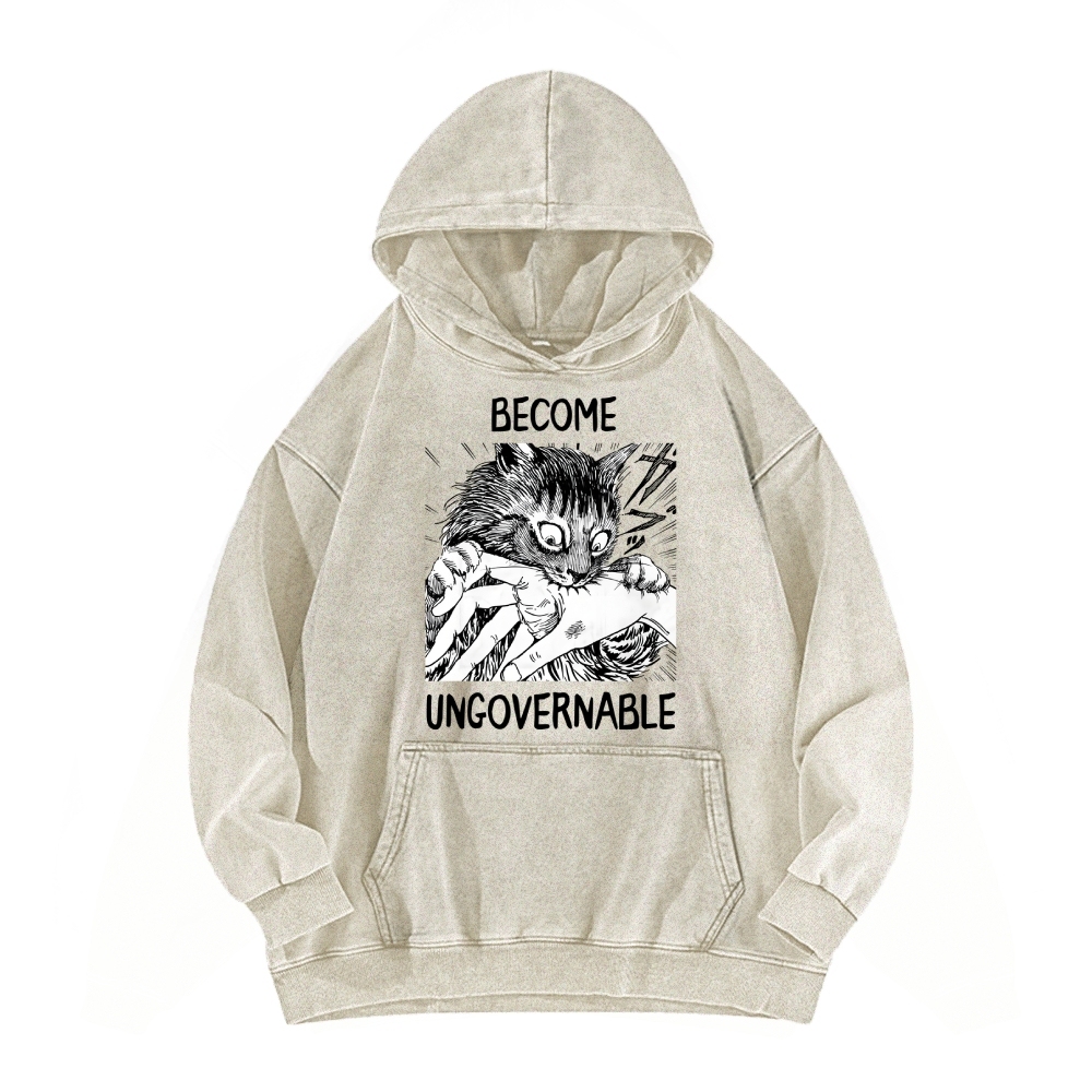 BECOME UNGOVERNABLE  Cat Vintage Washed Hoodie