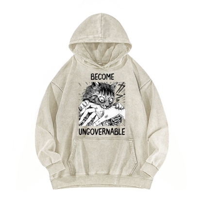 BECOME UNGOVERNABLE  Cat Vintage Washed Hoodie