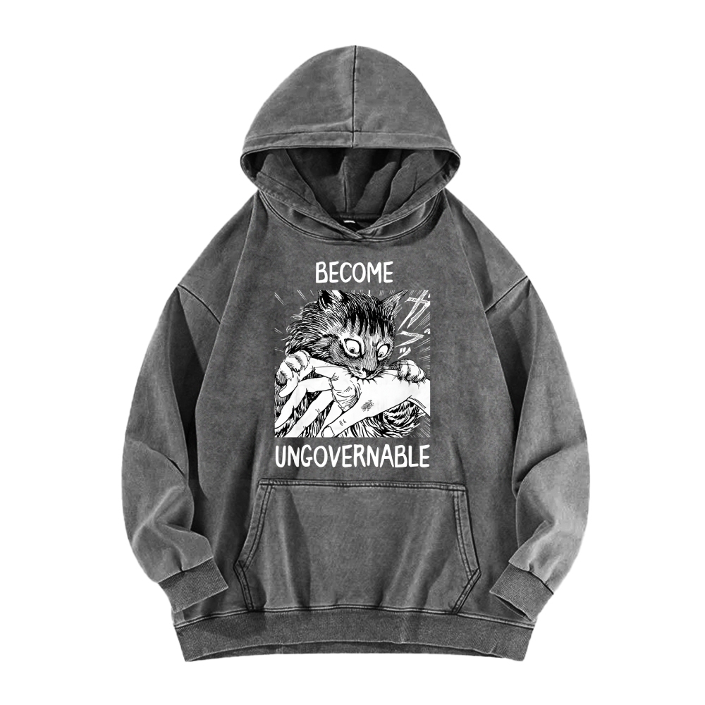 BECOME UNGOVERNABLE  Cat Vintage Washed Hoodie