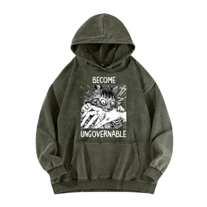 BECOME UNGOVERNABLE  Cat Vintage Washed Hoodie