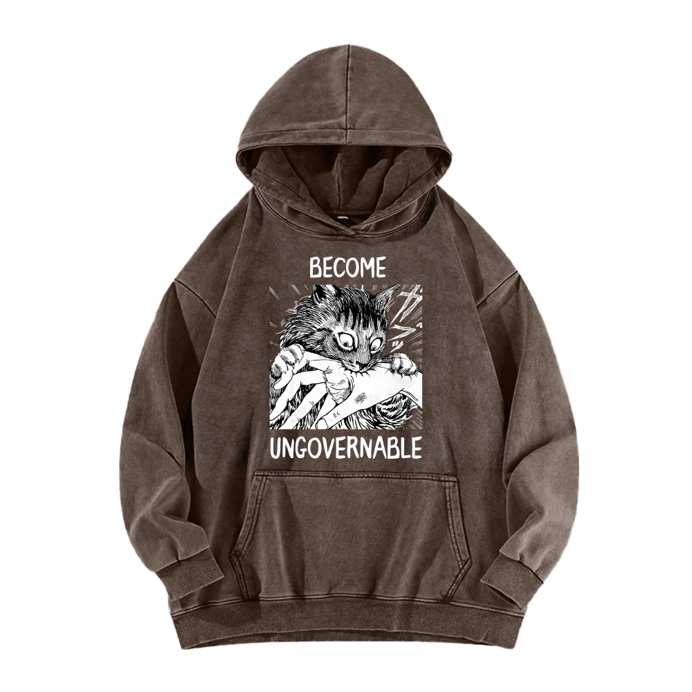 BECOME UNGOVERNABLE  Cat Vintage Washed Hoodie