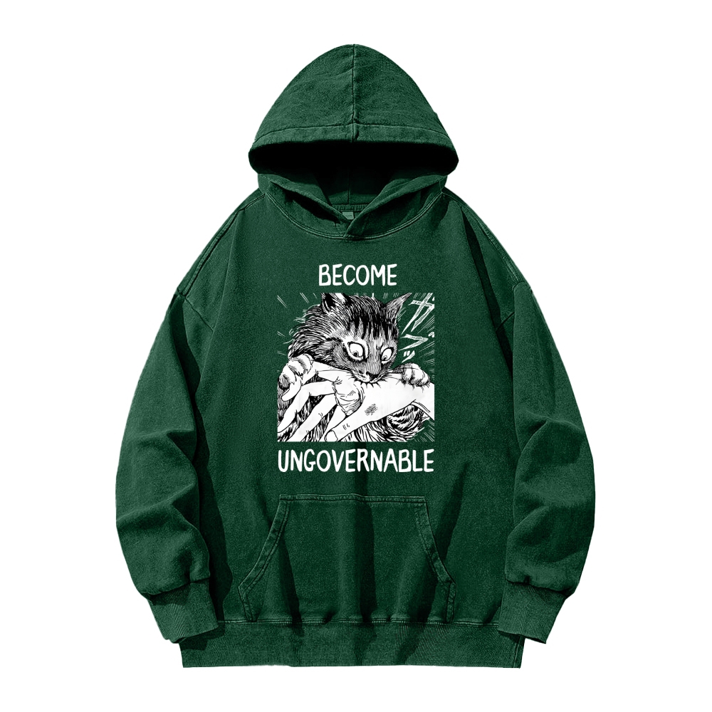 BECOME UNGOVERNABLE  Cat Vintage Washed Hoodie