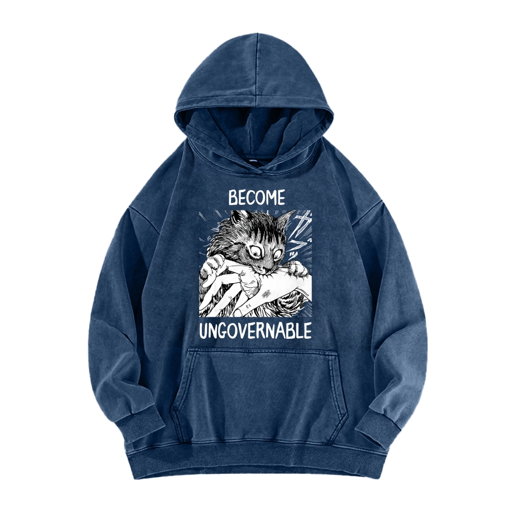 BECOME UNGOVERNABLE  Cat Vintage Washed Hoodie