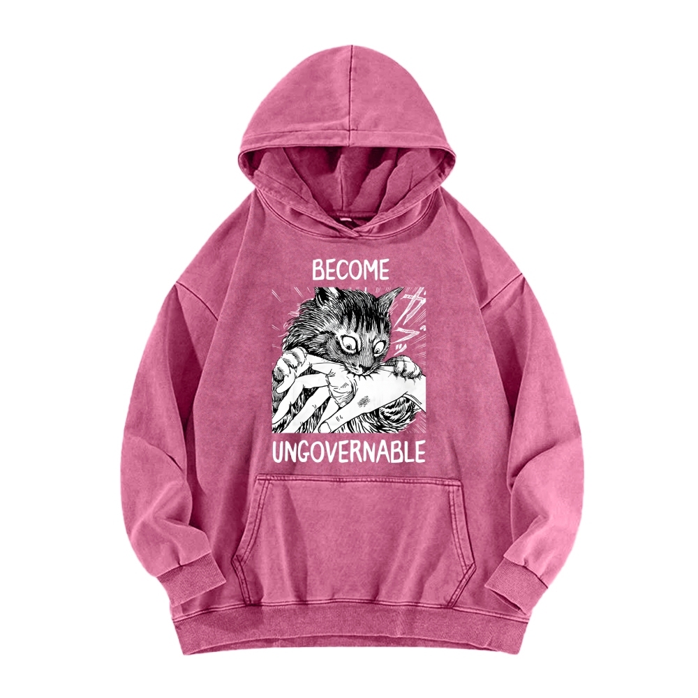 BECOME UNGOVERNABLE  Cat Vintage Washed Hoodie