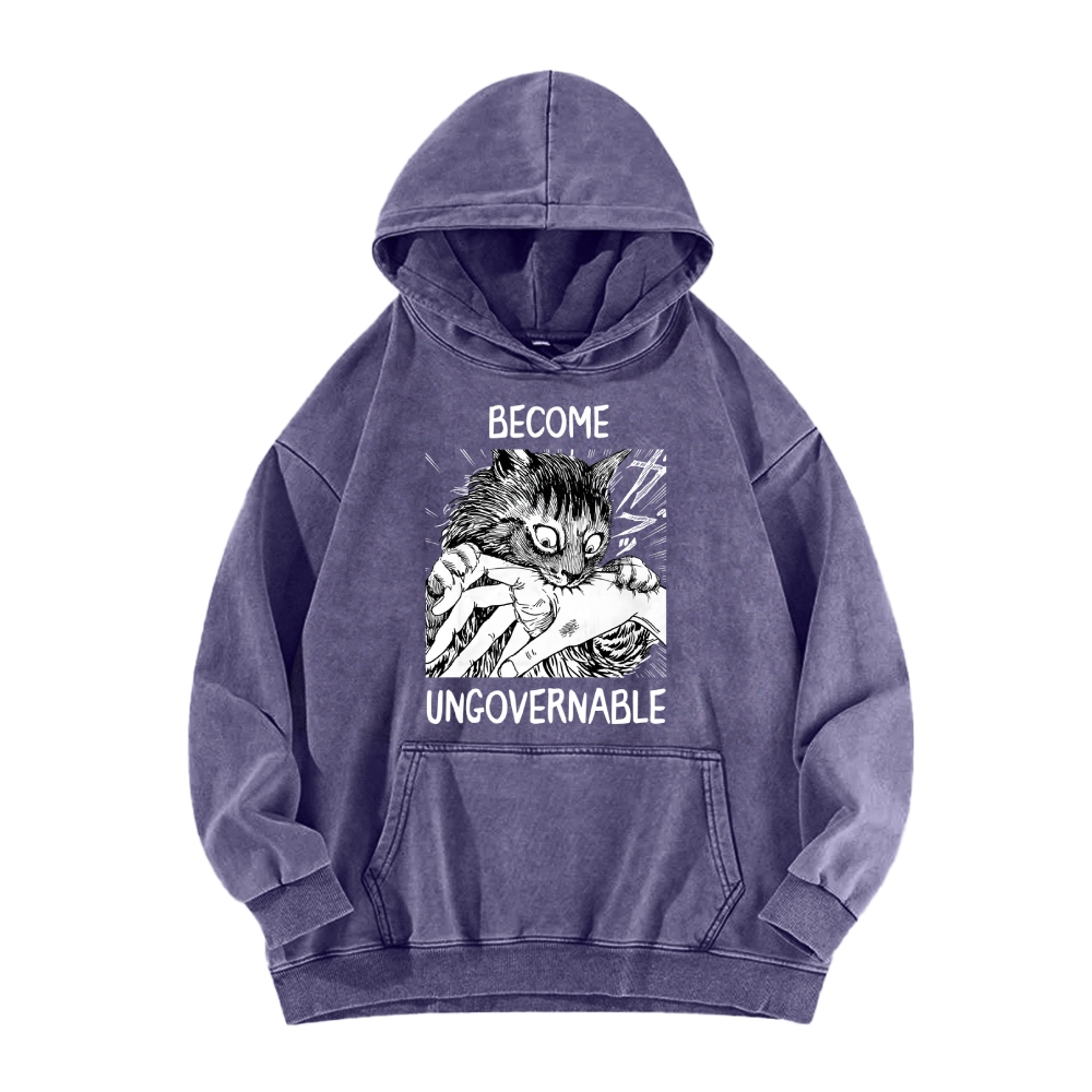 BECOME UNGOVERNABLE  Cat Vintage Washed Hoodie