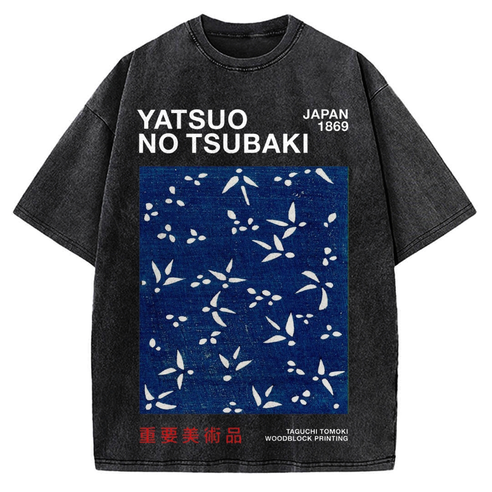 Yatsuo No Tsubaki Japan Art 1869 Vintage Washed T-shirt