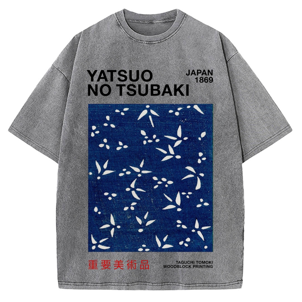 Yatsuo No Tsubaki Japan Art 1869 Vintage Washed T-shirt