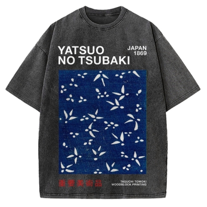 Yatsuo No Tsubaki Japan Art 1869 Vintage Washed T-shirt