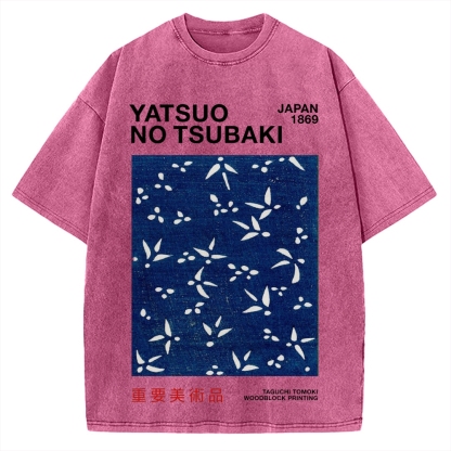 Yatsuo No Tsubaki Japan Art 1869 Vintage Washed T-shirt