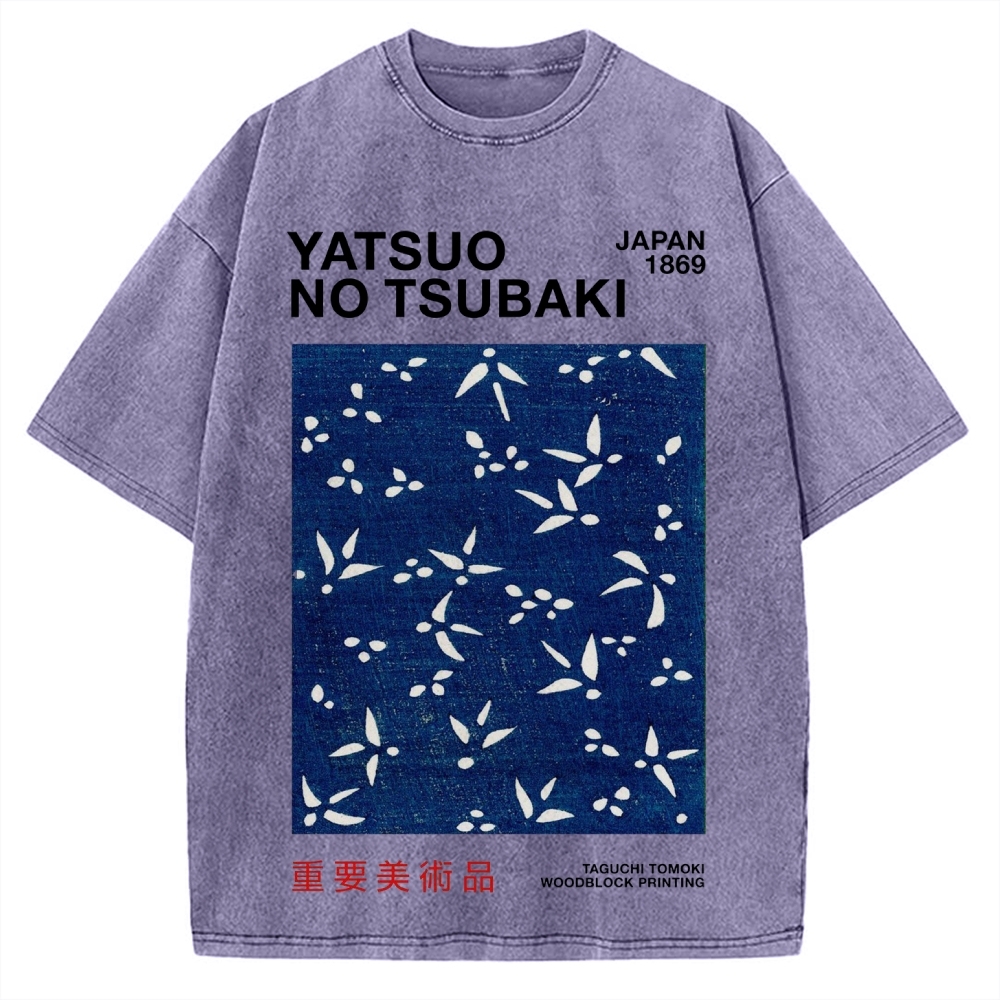 Yatsuo No Tsubaki Japan Art 1869 Vintage Washed T-shirt