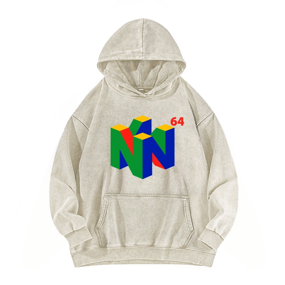 N64 Japanese Entertainment System Vintage Washed Hoodie