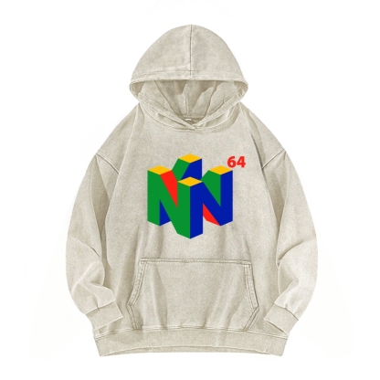 N64 Japanese Entertainment System Vintage Washed Hoodie