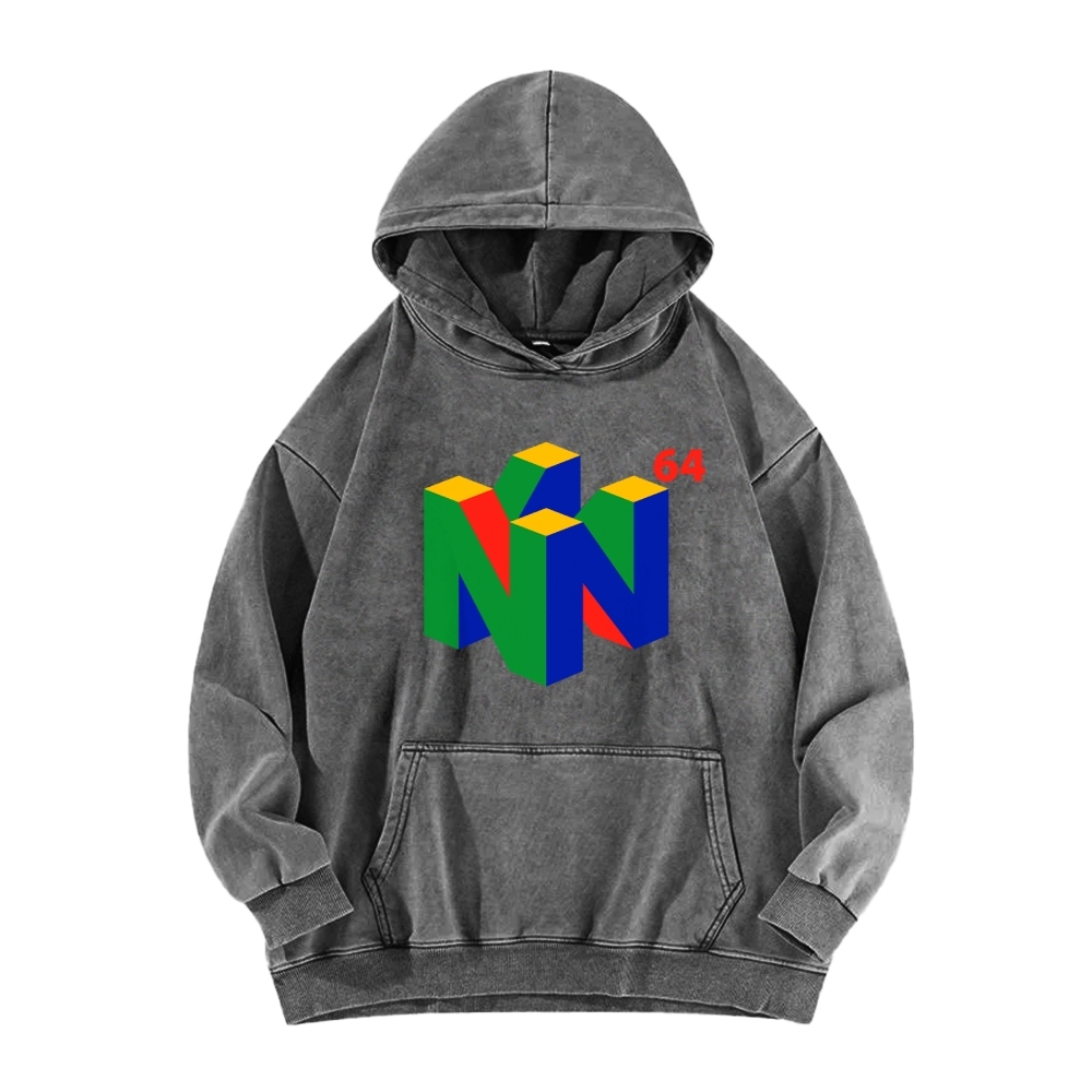 N64 Japanese Entertainment System Vintage Washed Hoodie