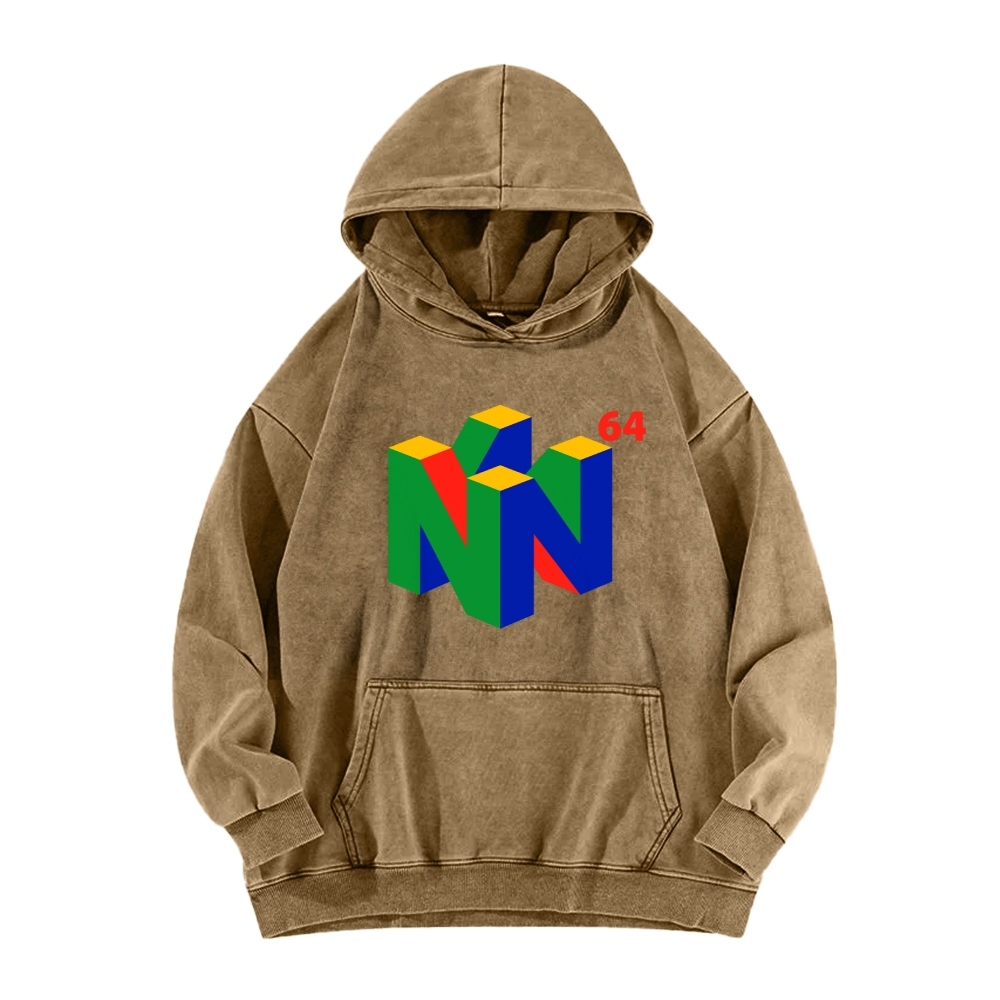 N64 Japanese Entertainment System Vintage Washed Hoodie