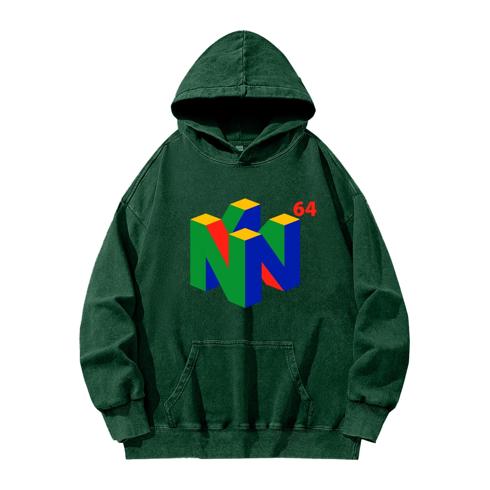 N64 Japanese Entertainment System Vintage Washed Hoodie
