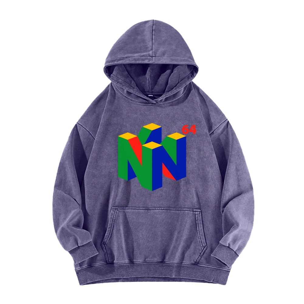 N64 Japanese Entertainment System Vintage Washed Hoodie